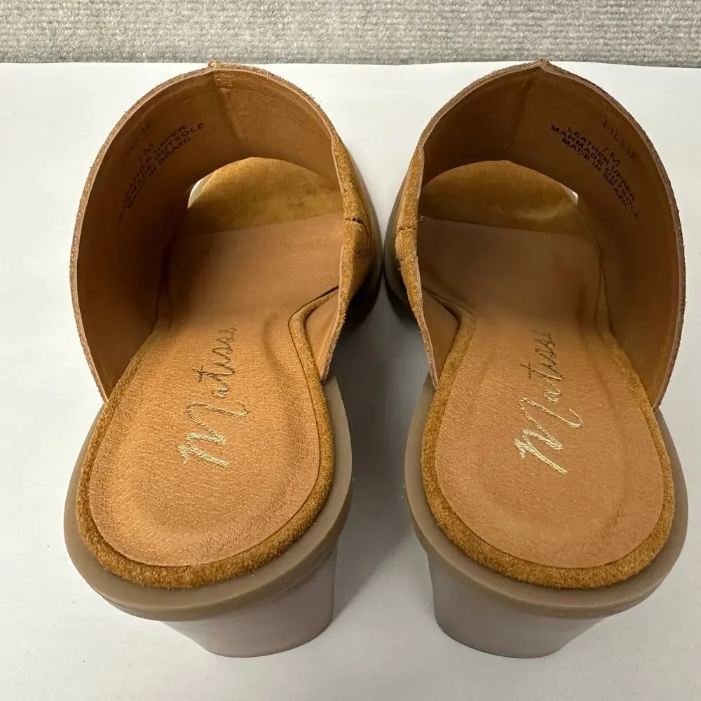 Matisse Lillie Tobacco Suede Sculpted Wedge Mules Boho Square Toe Brown Tan Sz 7